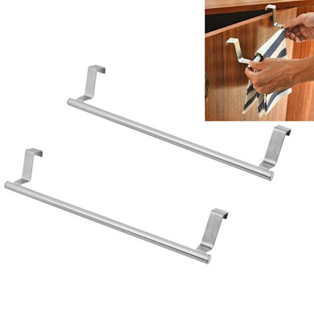 Håndkleholder for kjøkkenhåndklær på døren, Stålstang for oppheng på skapdør, Installasjon uten boring
