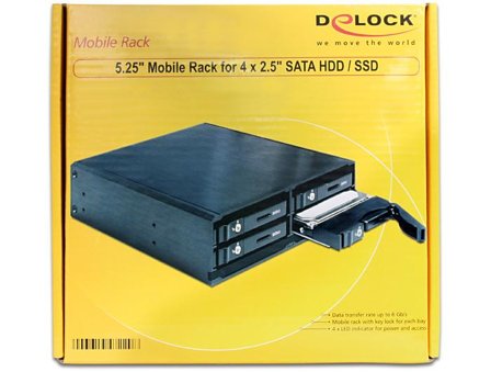 Delock 5.25" Mobile Rack for 4 x 2.5" SATA HDD / SSD - lagringsdrevhylse