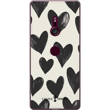 Yhteensopiva Puhelinkuori Sony Sony Xperia XZ3 Cactus and Friends - Bold Black Love Pattern