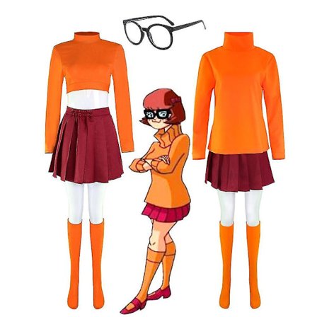 Anime Velma Cosplay Kostume Filmfigur Orange Uniform Halloween Kostume Til Kvinder Piger Cosplay Kostume Paryk -a Kun Paryk