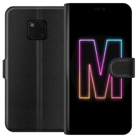 Yhteensopiva Lompakkokotelo Huawei Huawei Mate 20 Pro Neonkirjain M värinvaihtuva valotehoste mustaa taustaa vasten, moderni minimalistinen typografi