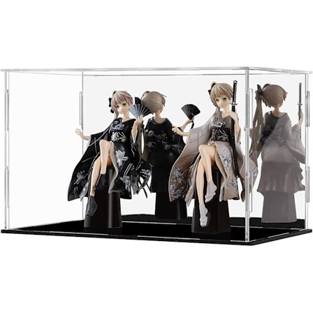 Akryl Vitrineboks Klar Akryl Bordplade Display Cube til Samleobjekter - Sort, 25x15x15cm (9.8x5.9x5.9in)