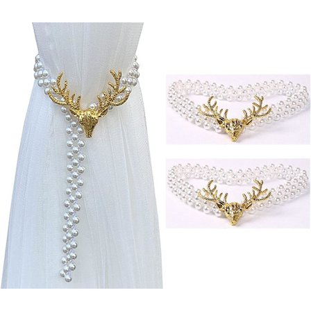 2 stycken (guld) gardin pärla upphängning stag huvud gardin krokar Cu