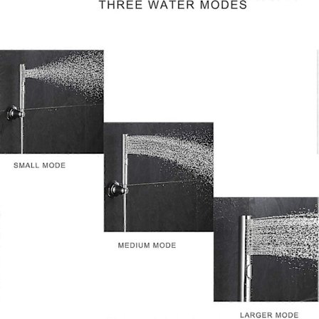 Rundt hånddusjhode for bad med 3 vannmoduser, lett å rengjøre silikondyser, kromfinish