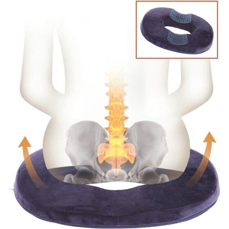 ComfortPlus Ortopedinen Muistivaahto Donitsi Tyyny - Monipuolinen Käyttö Tuolille, Pyörätuolille & Autoon - Pestävä Päällinen & Liukumaton - 