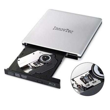 Bærbar CD-afspiller - INNOVTEC - USB3.0 - DVD-brænder - Blu-ray kompatibel - 24X aflæsning
