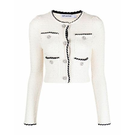Self Portrait, Tweed Jackets Beige, Dames, Maat:S