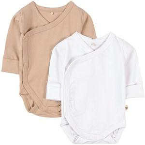A Happy Brand 2-Pack Cream Wrap Bodies 62/68 cm - All in ones - 62/68 cm - Beige