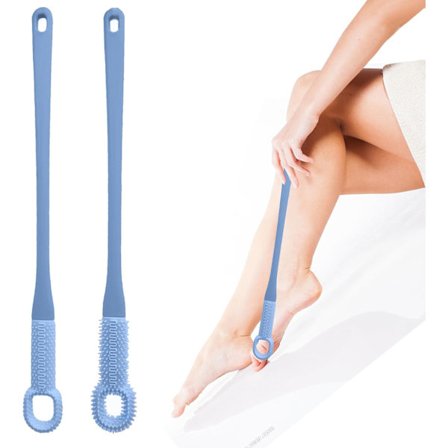 Sininen 2 kpl varpaiden puhdistusharja, silikoninen jalkojen kuorintaharja suihkukahvalla, pehmeä puhdistava kylpyharja jalkojen puhdistusaine 