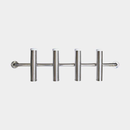 Soporte para cañas de pescar para barco (lateral), para 4 cañas de pescar, acero inoxidable AISI 304, plateado