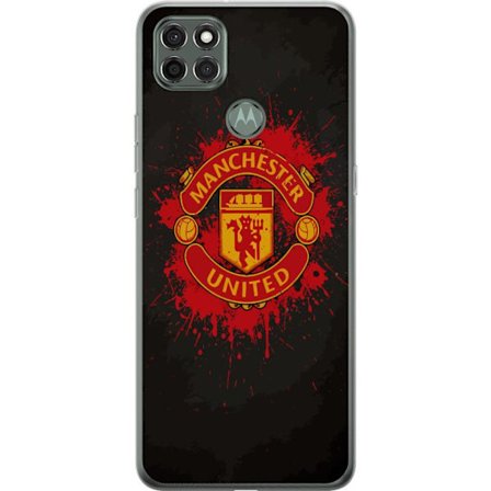 Kompatibelt Mobildeksel til Motorola Motorola Moto G9 Power Manchester United logo i rød og gul farge med røff sportslig bakgrunn