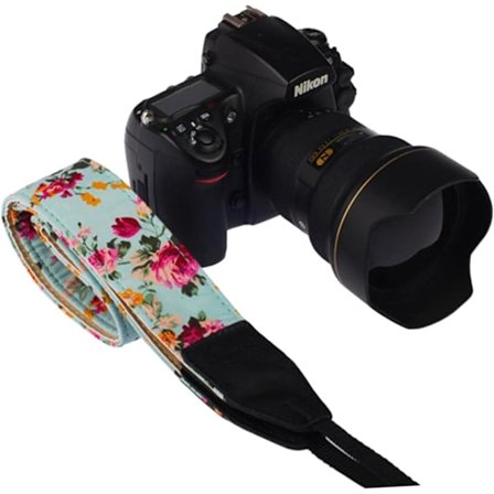 Blomstrete nøkkelbånd med nakkestropp for kameraer, komfortabel vektfordeling