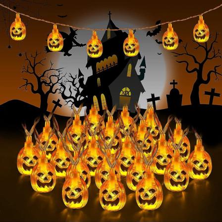 Halloween String Lights, 3m 20 Led Halloween 3d Pumpkin String Lights Batteridrevet, Ip65 Vandtæt Konstant tændt/blinkende String Lights For Hallow 3D