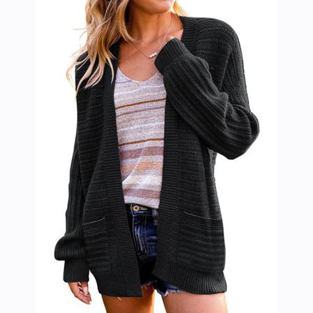 Kvinnor Plain Coat Öppen Front Cardigan Sweater