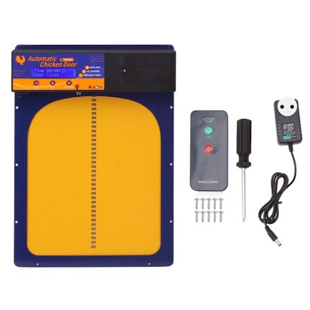 Hønsedørsautomat 100 V til 240V Lysfølsom Timing Fjernkontroll Vanntett Auto Hønsedør For Fjørfehus Smykker Blå EU-kontakt