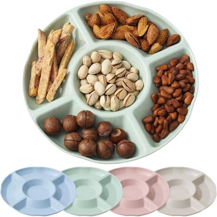 st Snackstallrik - Snackbox med fem fack - 26 cm Spansk snackskål - lämplig för godis, snacks, frukt och desserter