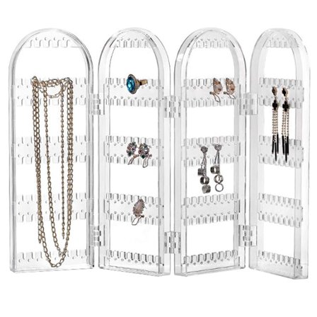 Øredobber Stativ, 4 Paneler 260 Hull Øredobber Stativ Oppbevaringsstativ, Akryl Smykkeoppbevaring Øredobber Halskjede Armbånd