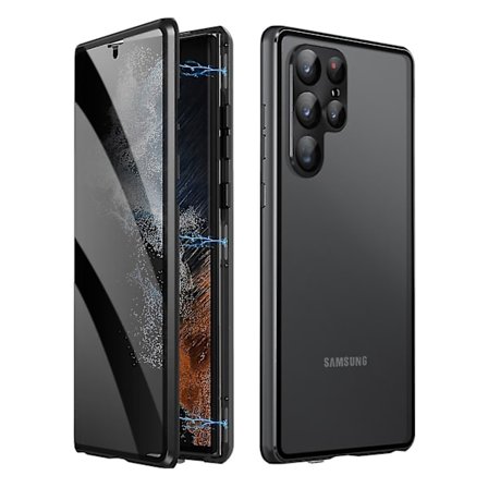 Anti-peep Magnetisk Deksel Kompatibelt Med Samsung Galaxy S23 Ultra, Dobbeltsidig Beskyttelsesdeksel i Herdet Glass
