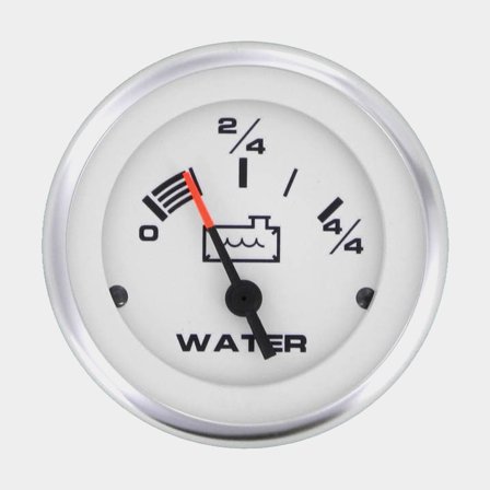 Medidor de tanque de água Veethree Lido, antiembaçante, Ø52 mm, 12 V, FA / VDO, 10 - 180 Ω, prata/branco