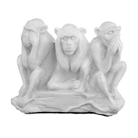 Marmor statue skulptur Figur Se, hør, snakk ikke ondt Tre kloke aper 11 cm