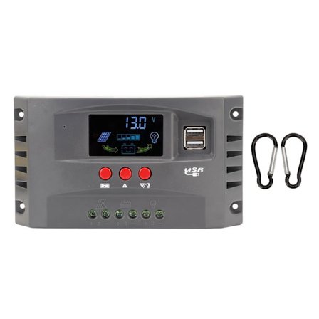 Solcellsladdningsregulator MPPT Spårningsladdning 12V 24V Automatisk anpassning LCD Solpanelregulator med 2 DC USB 50A