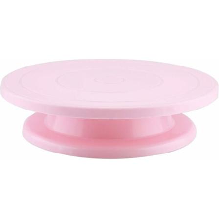 11 tums kakställ tårtdekorationsverktyg halkfri rullbricka roterande displayställ (rosa)