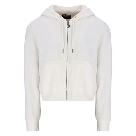 Juicy Couture Robertson Classic Velour Zip Trough Hoody Genser , Wit , Dames , Maat: S Hoodies & Sweatvesten