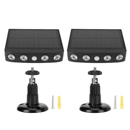 2 Pakke Vanntett Solcelledrevet Vegglampe med Bevegelsessensor for Hage Gangvei Gate Svart