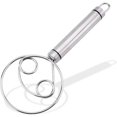 Dansk deigblander i rustfritt stål, manuell deigskrape og melspiralvisp, blender