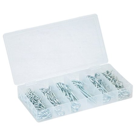 Kasse med tagkroge i forskellige størrelser 151 stk