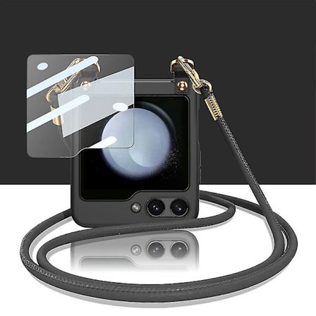 Fodral för Z Flip 6, Slim PC Matt Skyddande Skal för Samsung Galaxy Z Flip 6 med Axelrem & Skärmskydd