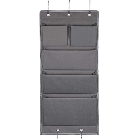 1 Stycke Grå 5 Fickor Hängande Filorganisatör Över Dörr Garderob