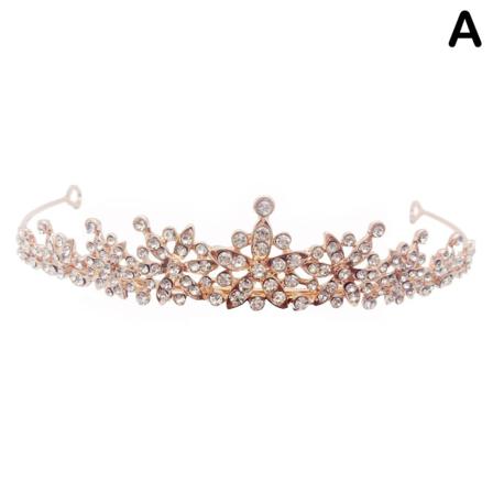Bröllop Brud Tiara Faux Pearl Crystal Rhinestone Crown Gold Si