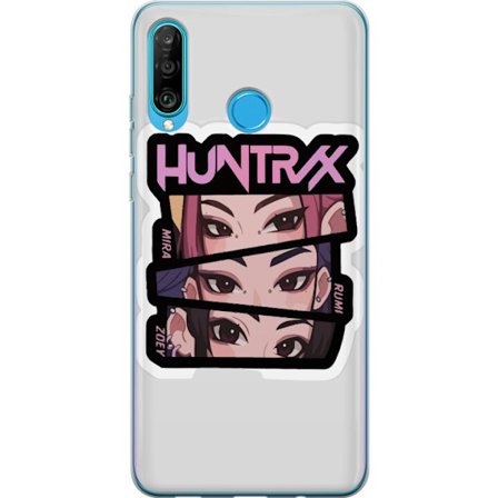 Yhteensopiva Puhelinkuori Huawei P30 lite K-pop-inspiroitunut futuristinen tyttöryhmä neonvaloissa ja kosminen sci-fi-kohtaus