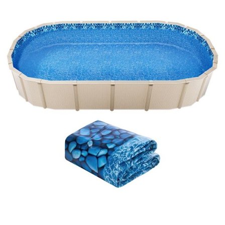 Oval Swimming Pool Coating-Duoku-732x366x147 cm-Vinyl Liner-Wear Resistant and Designed