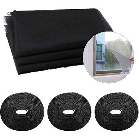 3 stk. Vindue Myggesigte, 150 X 200cm Insekt Net med 3 Klæbende Bånd, Sommer Fluer Bug Myg Mesh Skærm Beskytter Diy til Kontor Hjem (