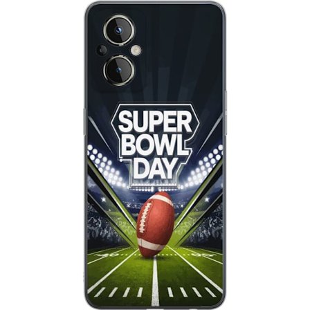 Kompatibel Mobilcover til OnePlus Nord N20 5G Super Bowl Day plakat med amerikansk fodbold på oplyst arena i dramatisk sportsdesign