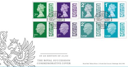 England - Charles III / Elizabeth II - dagligmærker - Tronskifte - Special Førstedagskuvert Kroning