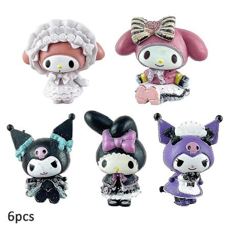 5 st Mini Sanrio Kuromi My Melody Anime Actionfigurer, PVC Modellfigur Samling, Tårtdekoration, Barn Flickor Presenter
