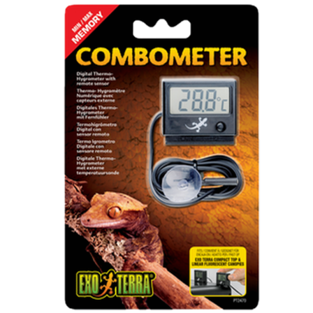 Exoterra - Thermo-Hygro Combometer - Digitalt termometer og hygrometer, svart 4,5 cm - Reptil - Luftfuktighet - Termometer - ZOO.no