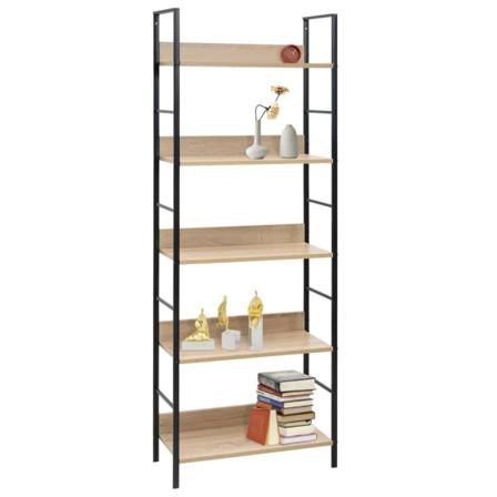 Vidaxl Bokhylla 5 Hyllor Ek 60x27,6x158,5 Cm Spånskiva Brun