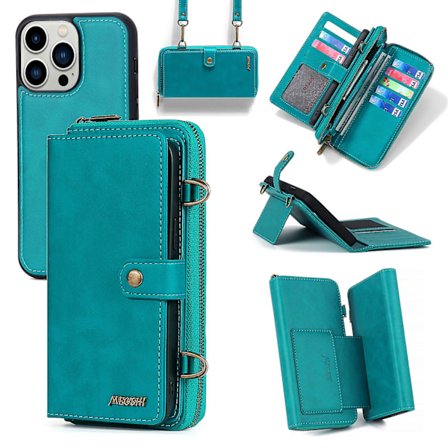 Mobiltelefon Etuier - Universal iPhone 15 Pro Max Pung Etui med Crossbody Rem og Kortpladser