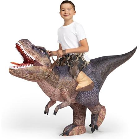 T-rex uppblåsbar kostym för barn, roliga luftmoln kostymer, digitala dinosaurier med tryck för Halloween maskeradkostymer BROWN M