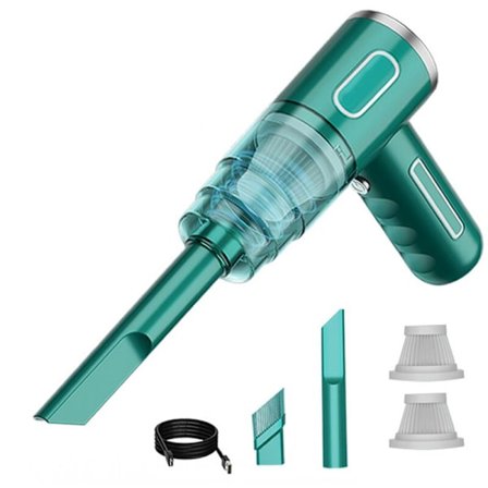 Bærbar trådløs støvsuger til bil, håndholdt støvsuger til hjemmet og bilen, mini støvsuger i grøn