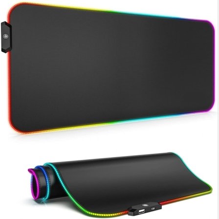 RGB Gaming Mousepad, LED Blød Ekstra Stor Computer Tastatur og Mussemåtte, Vandafvisende Skridsikker Gummibund til Gamer (31,5