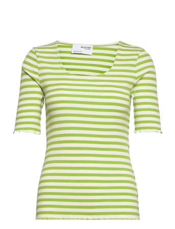 Slfanna Ss U-Neck Tee Str S T-shirts & Tops Short-sleeved Vihreä Selected Femme