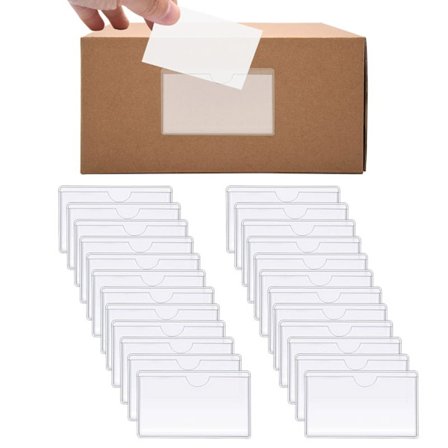 60 kpl - Tarratarrapidikekorttitaskut Läpinäkyvät kirjastokorttitelineet, yläosa avoin hakemistokorteille