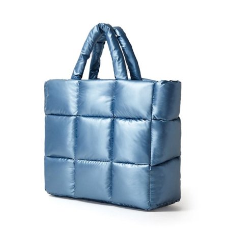 Puffer Tote Bag Check Tote Bag PEACOCK BLUE PEACOCK BLUE