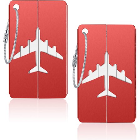 2 stk. bagagemærker, rejseskilt, bagagemærker, bagagemærker i aluminiummetal med navn, ID, adressekort til bagagekufferter