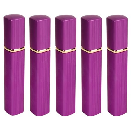 5 st Resesprayflaskor Eletrolytisk aluminium 12 ml påfyllningsbara parfymflaskor Slitstark parfymförstörare med fickor för resande camping Lila
